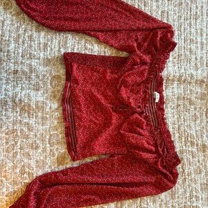 Red Floral Long Sleeve Top